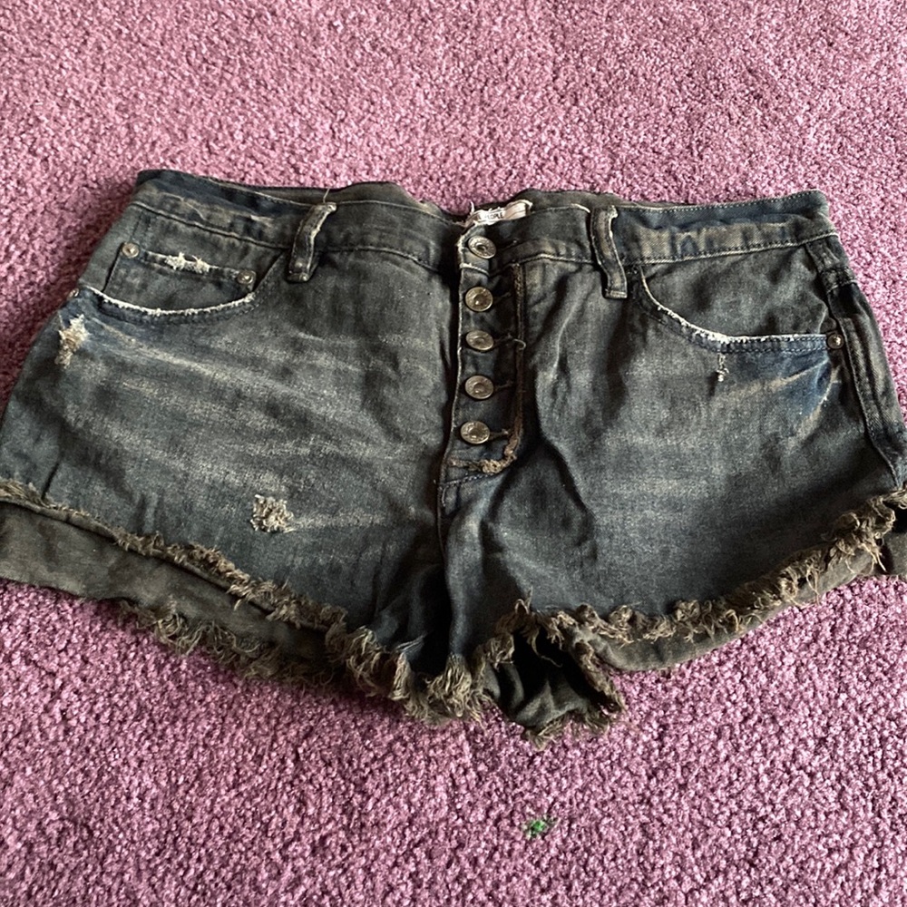 Black denim shorts